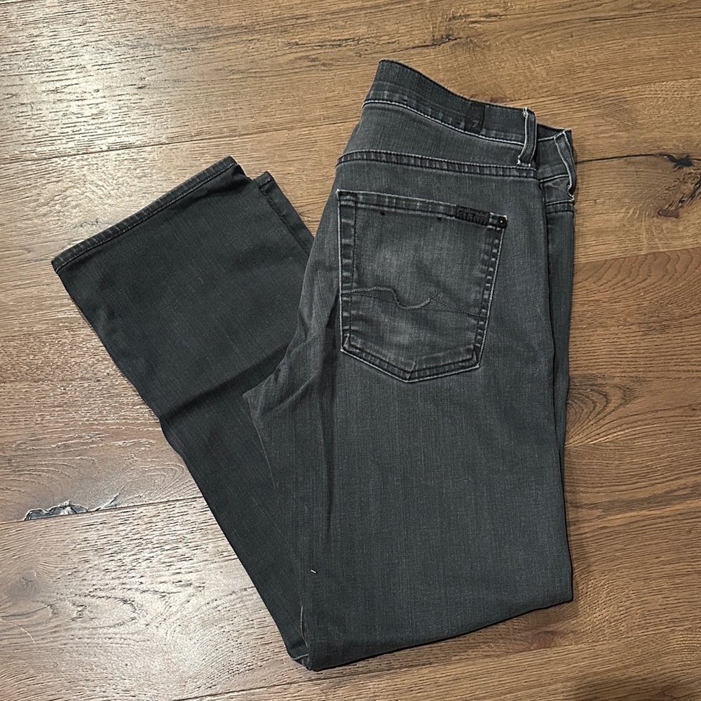7 For All Mankind Men's Charcoal Straight Jeans